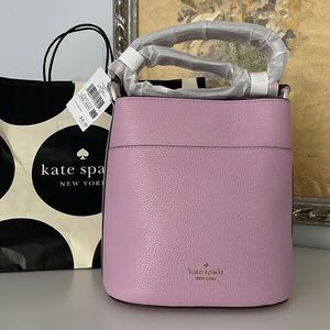 NWT Kate Spade Leila Small Bucket Bag Leather Hnadbag In Quartz Pink